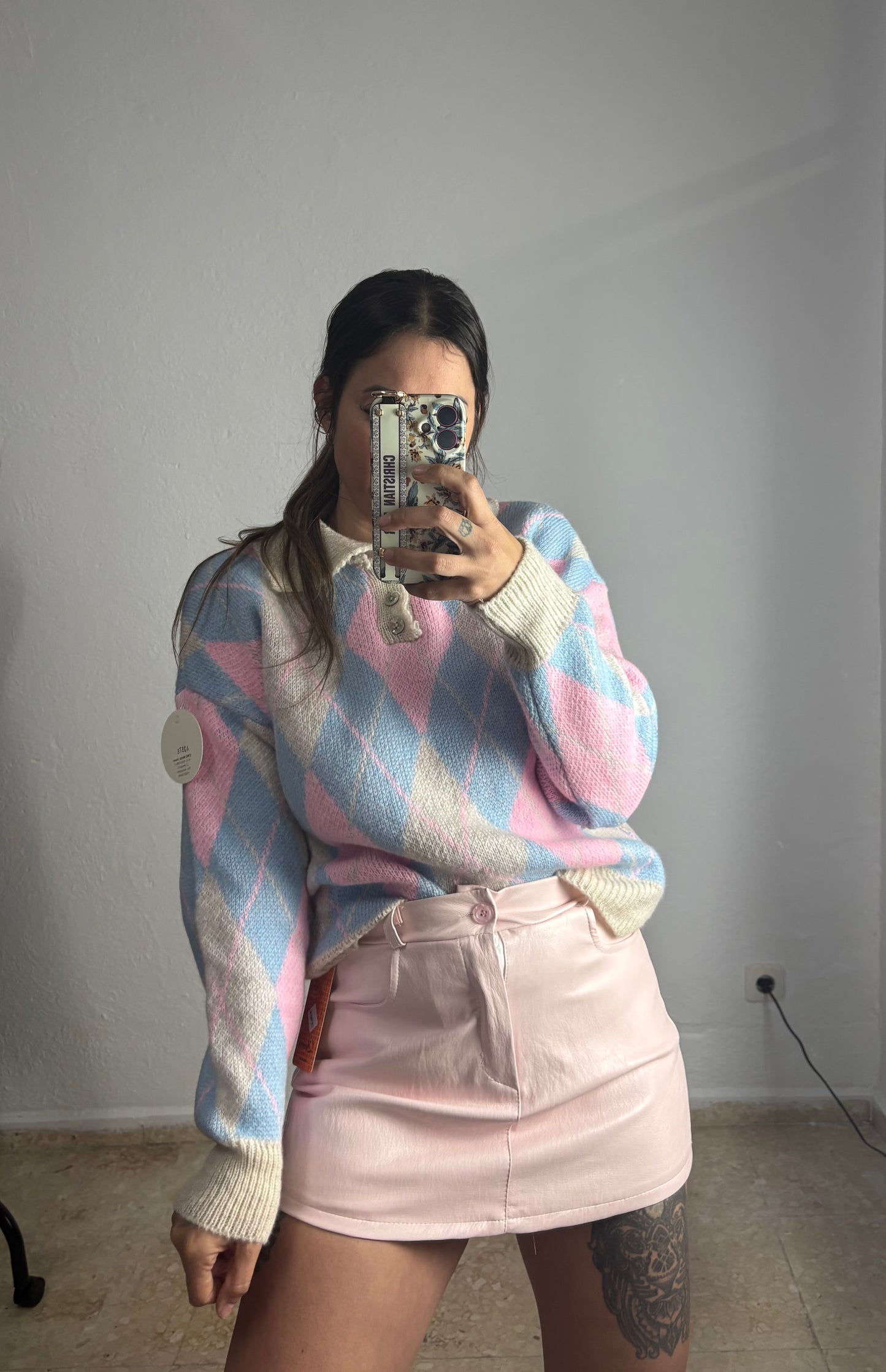 Jersey rombos tonos beige