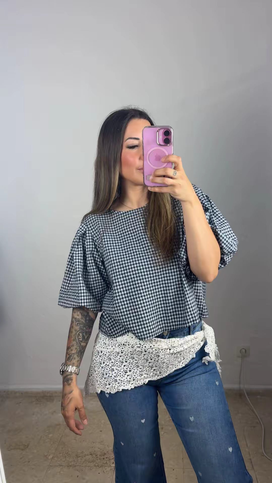 Blusa vichy negra
