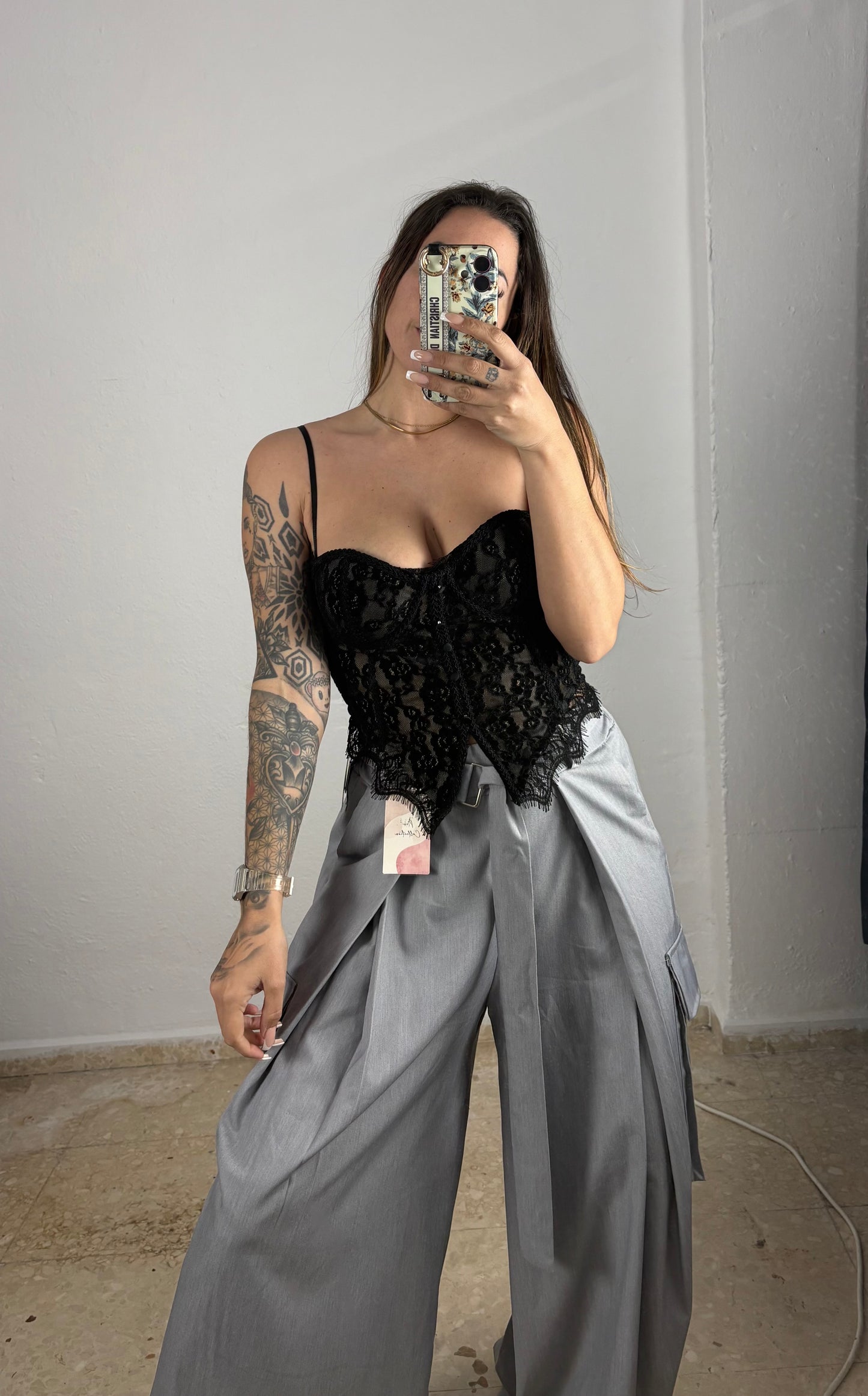Pantalón palazzo Zara gris