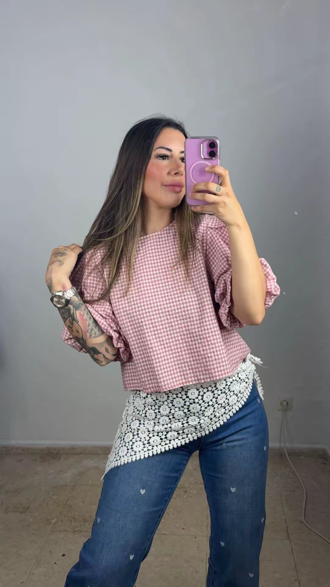 Blusa vichy rosa