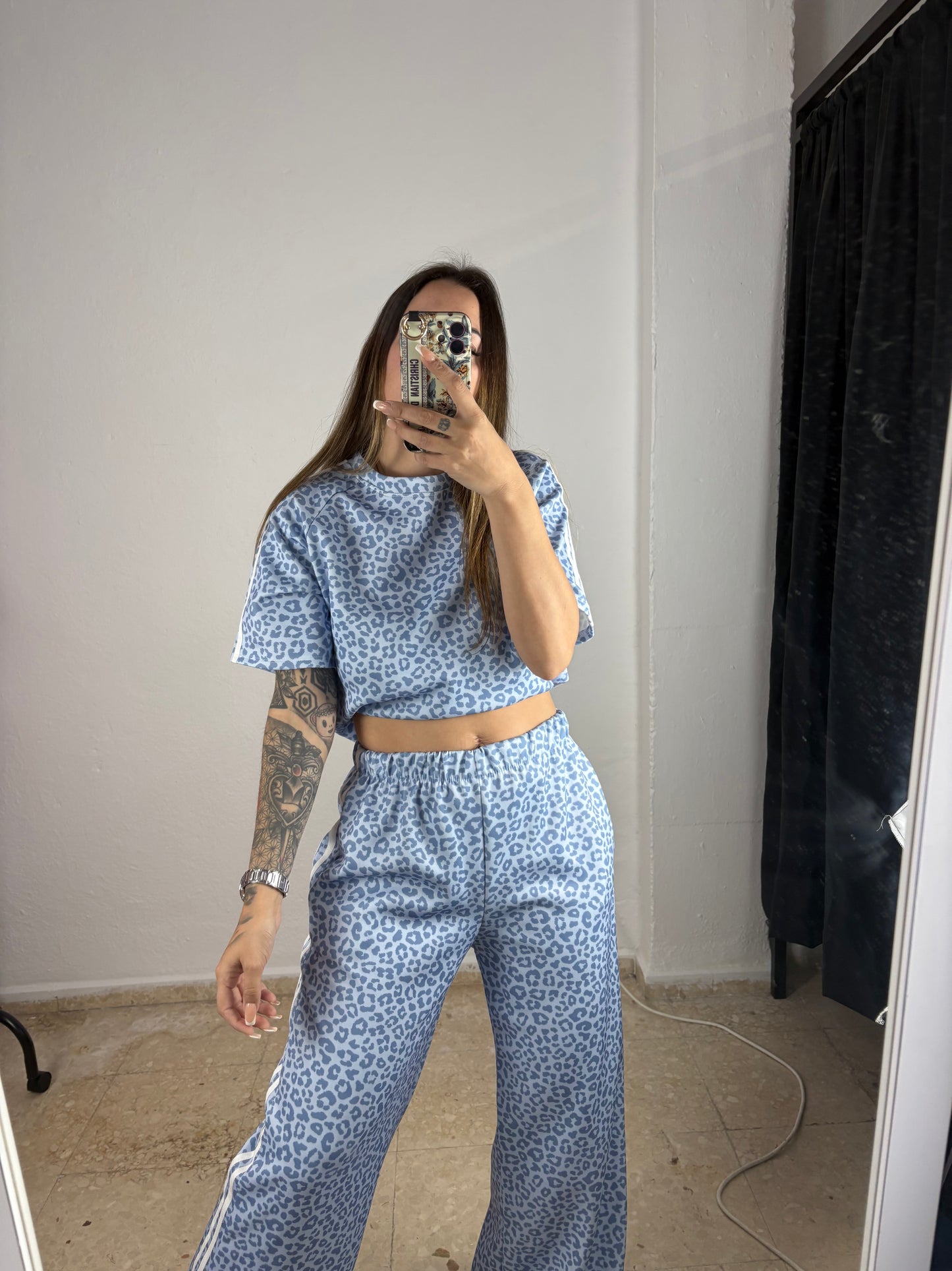 Conjunto ad manga corta celeste