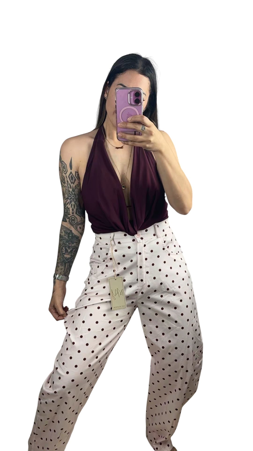 Pantalón polkadots rosa