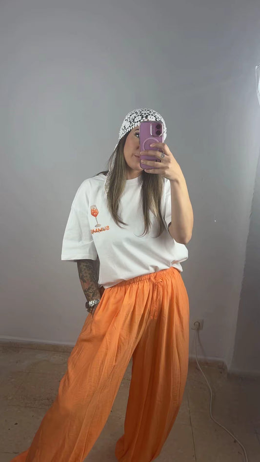 Pantalón fluido naranja