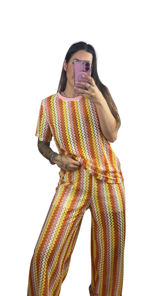 Conjunto crochet amarillo/rosa