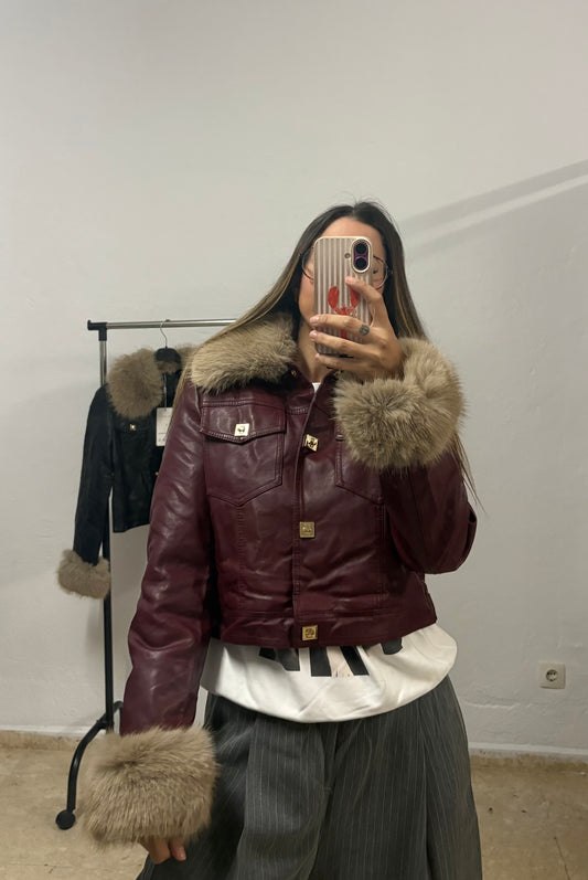 Chaqueta piel pelo Burdeos