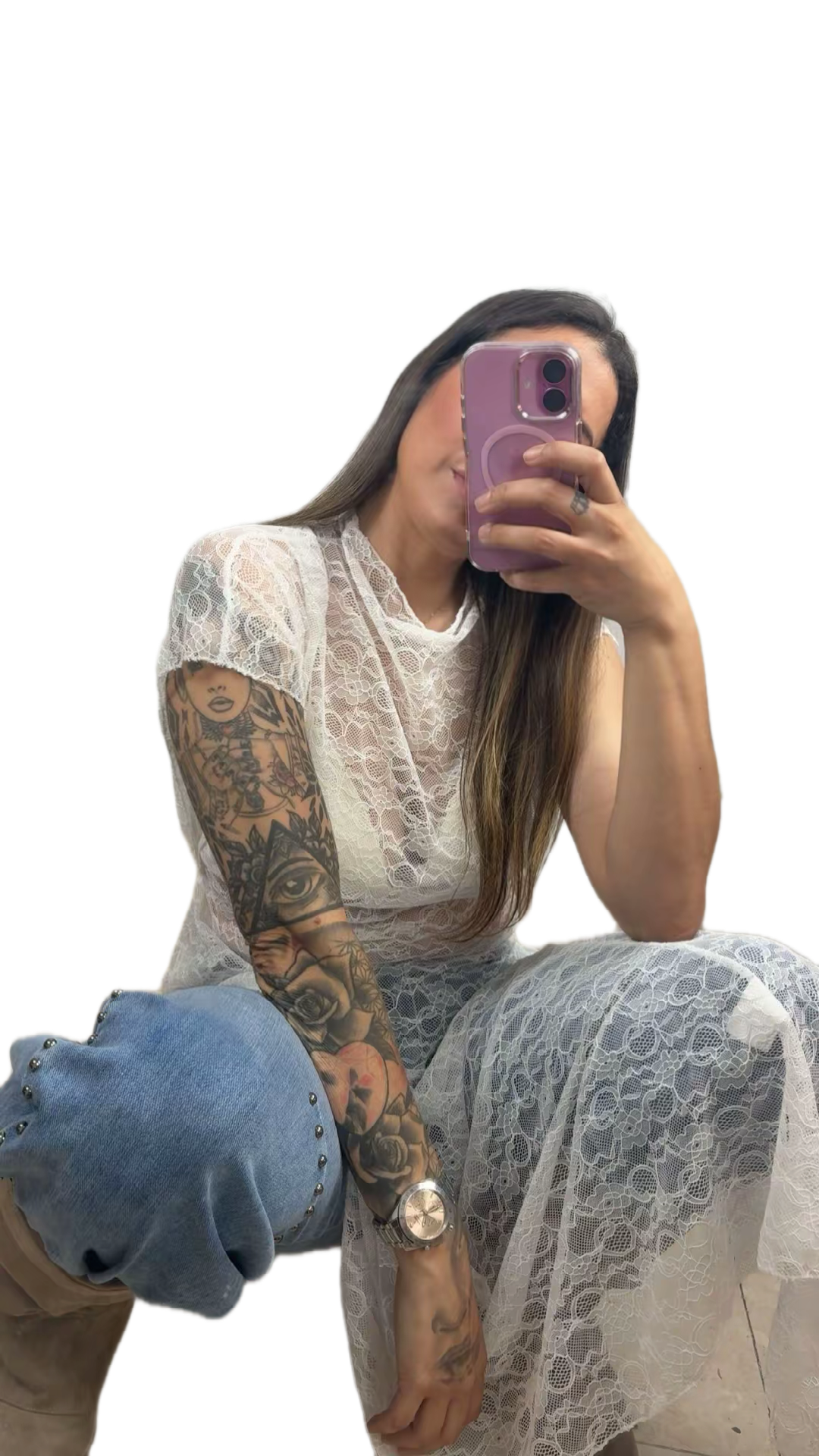 Camiseta encaje asimétrica