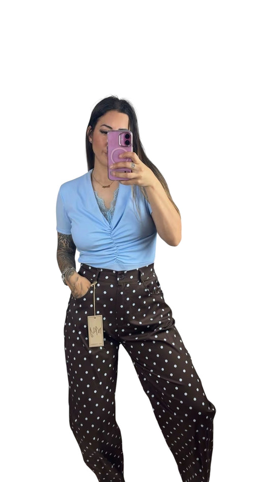 Pantalón polkadots marrón