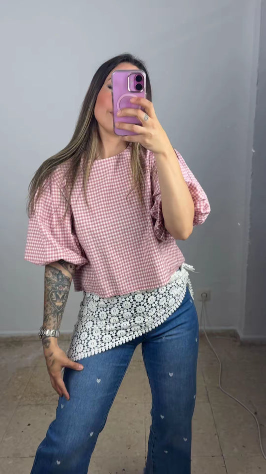 Blusa vichy rosa