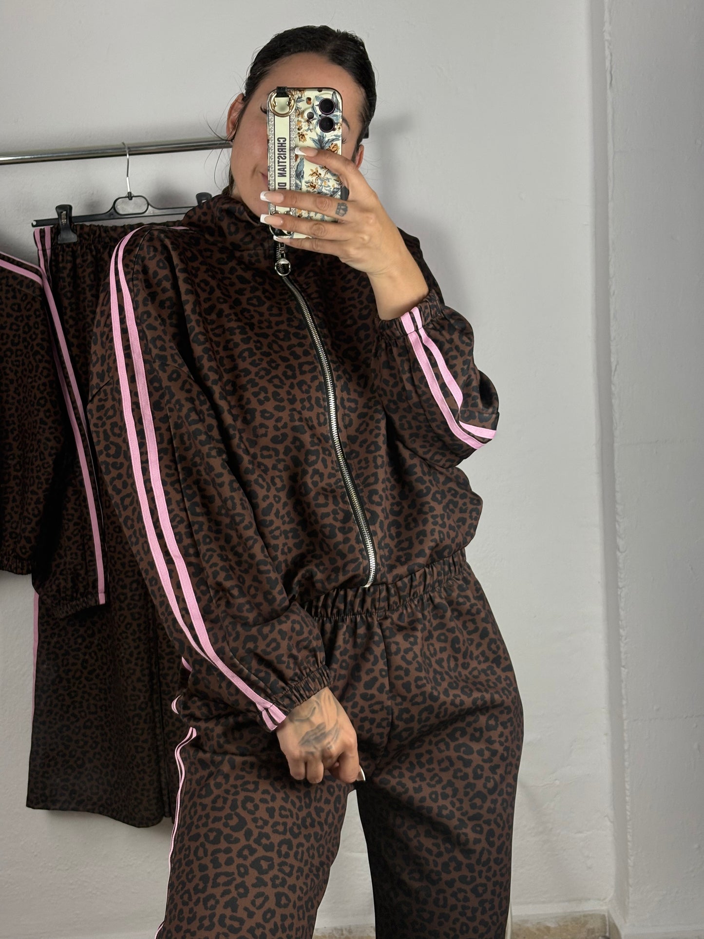Chandals leopardo rayas rosa