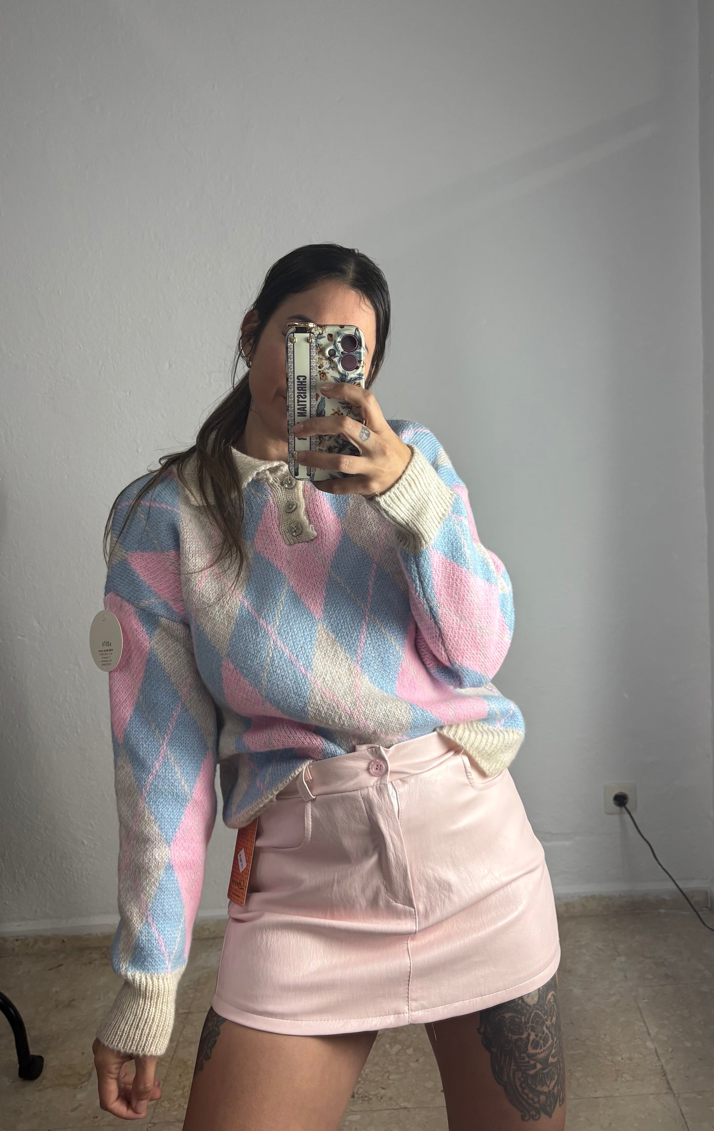 Jersey rombos tonos beige