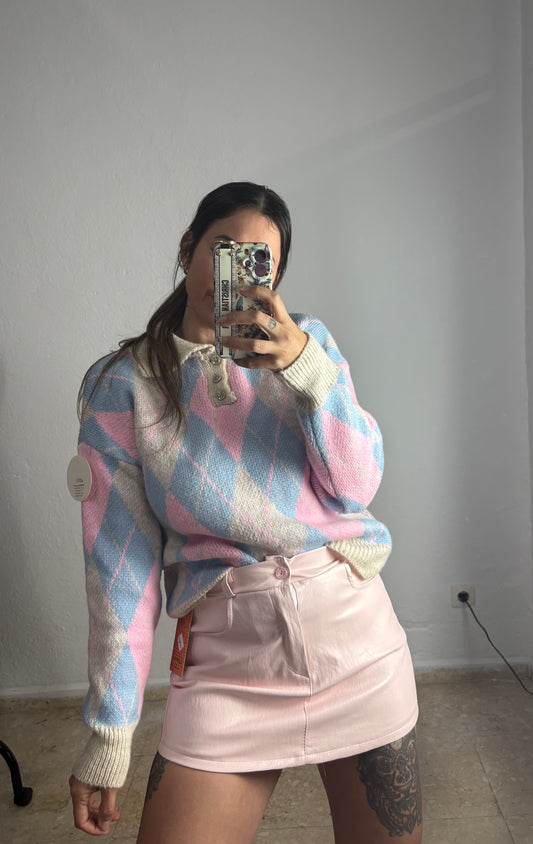 Jersey rombos tonos beige