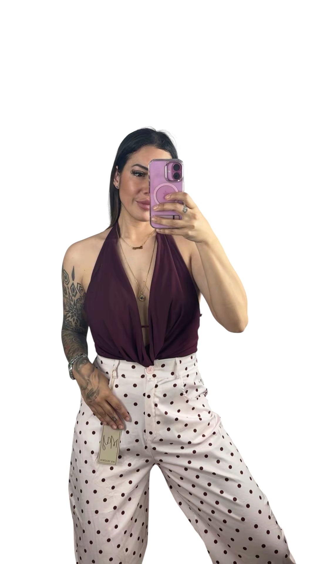 Pantalón polkadots rosa