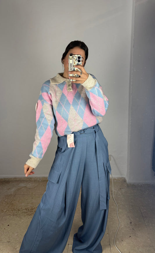 Pantalón palazzo cargo Zara denim