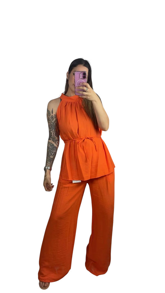 Conjunto lino low cost naranja