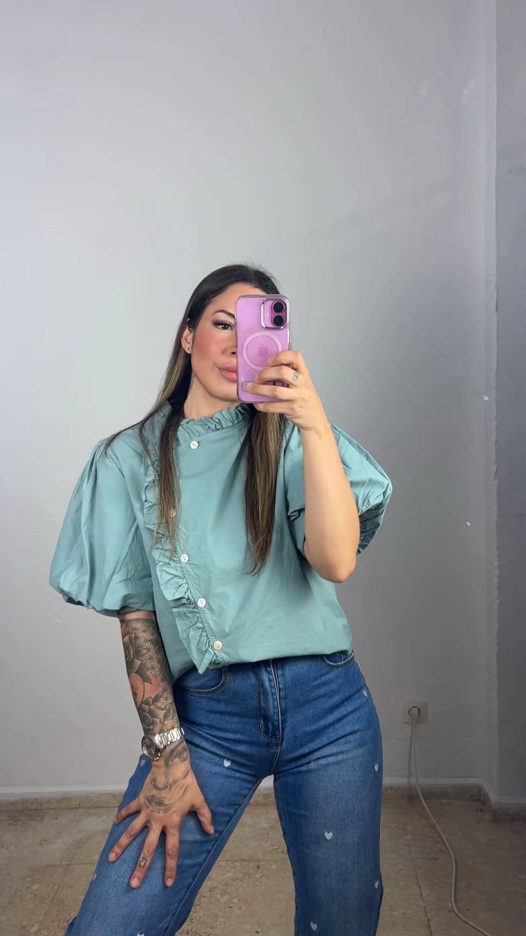 Blusa lateral aguamarina