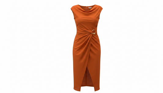 Vestido lino color teja