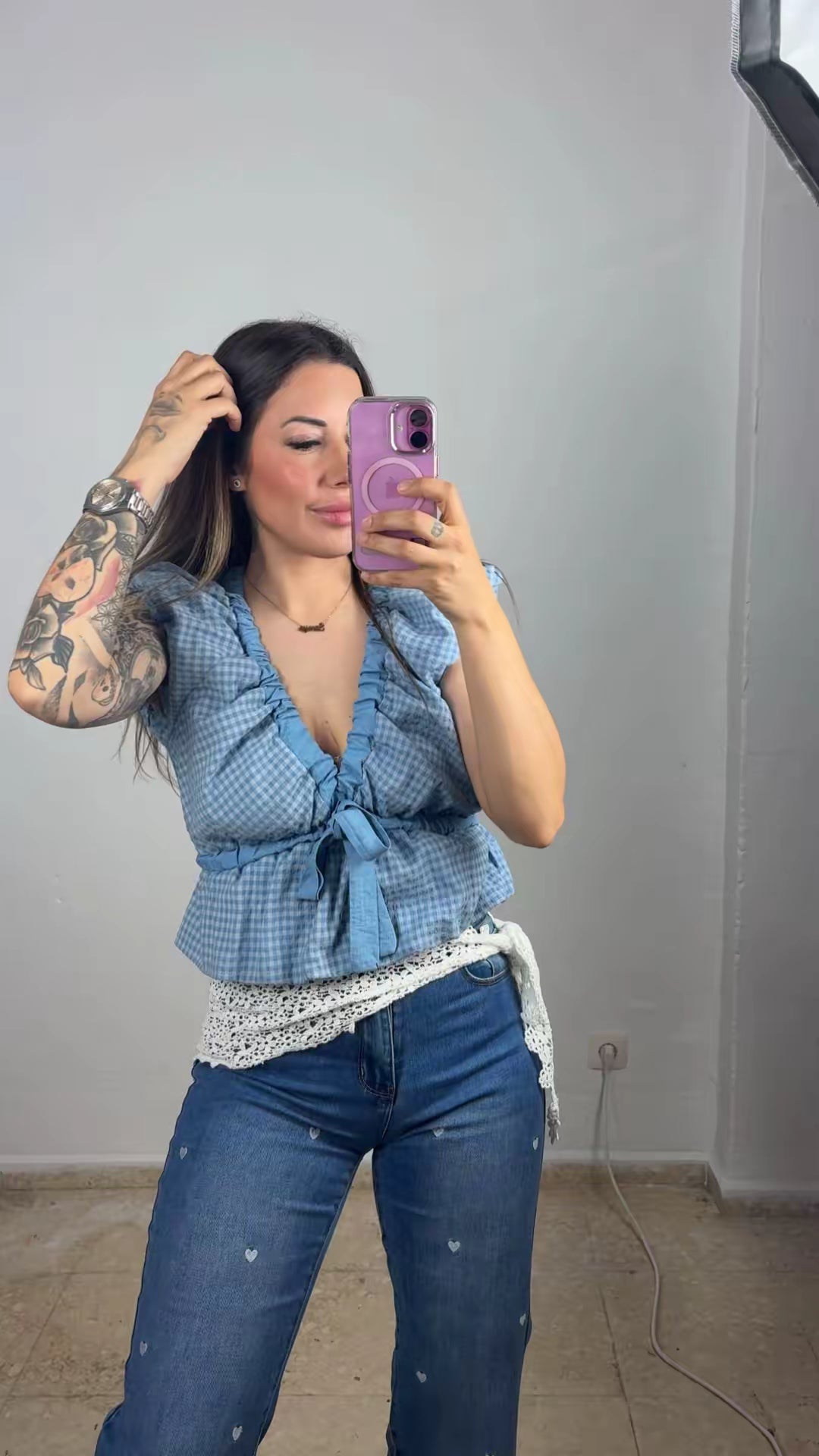 Blusa goma Vichy
