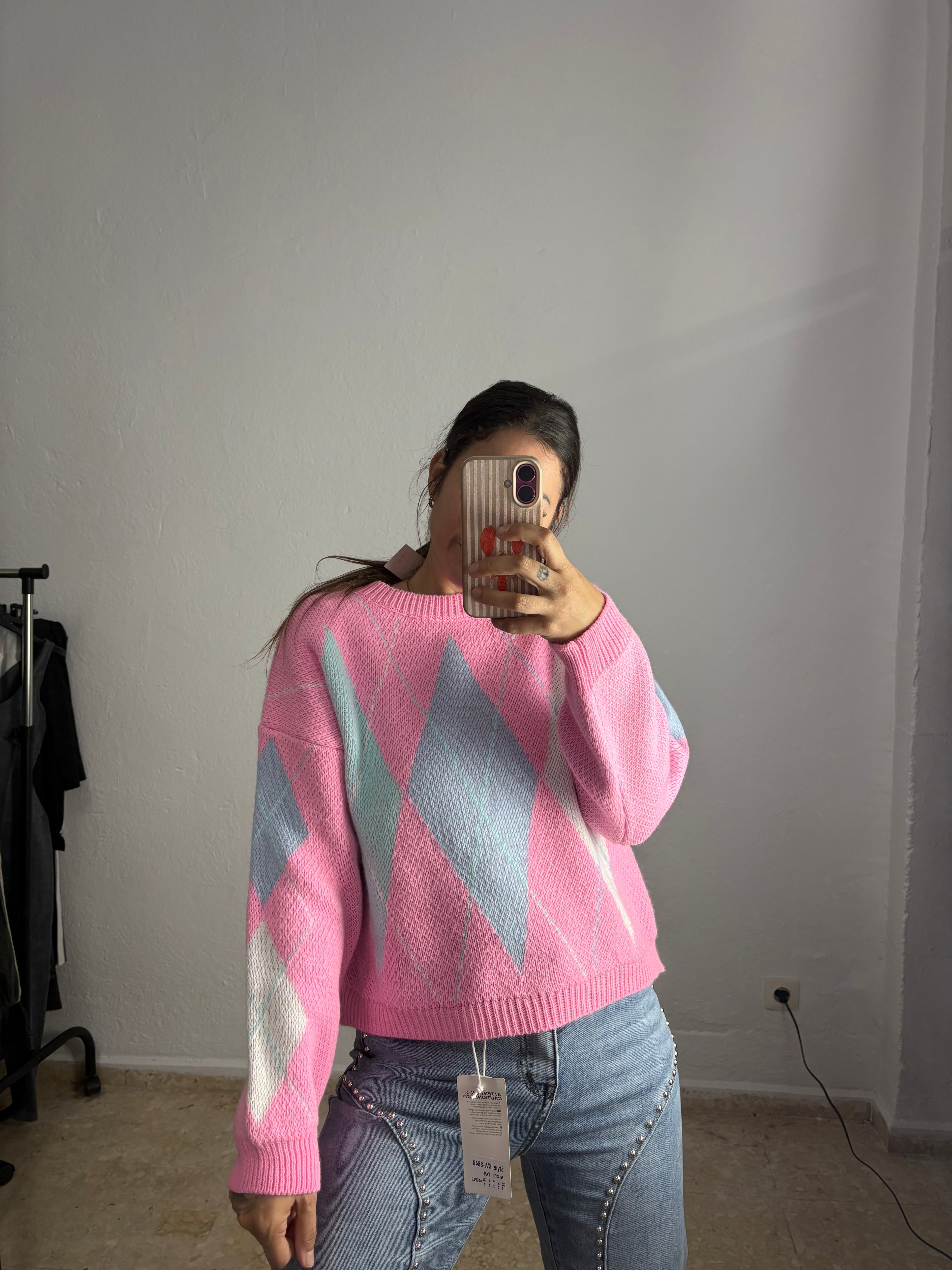 Jersey rombos rosa chicle