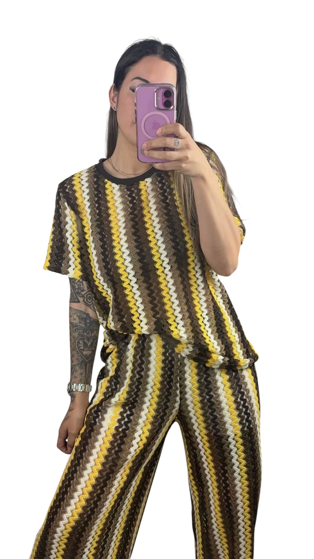 Conjunto crochet marrón/amarillo
