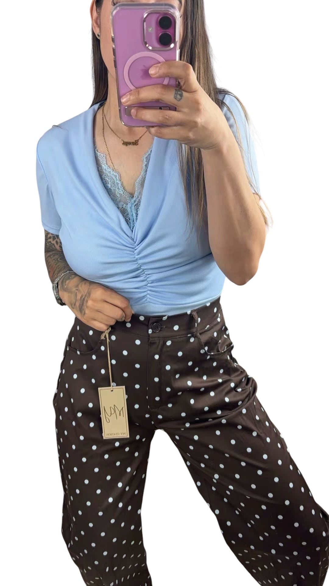 Pantalón polkadots marrón