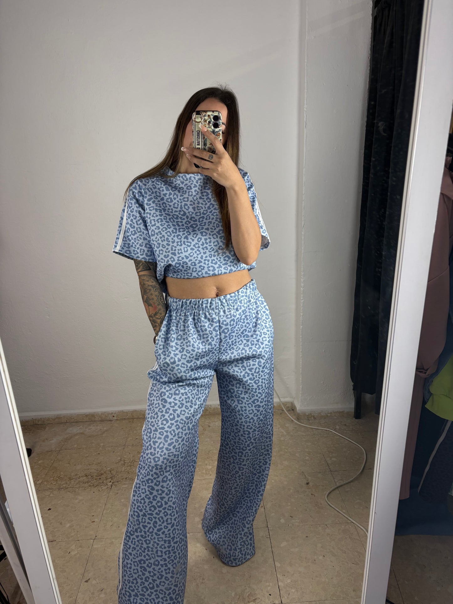 Conjunto ad manga corta celeste