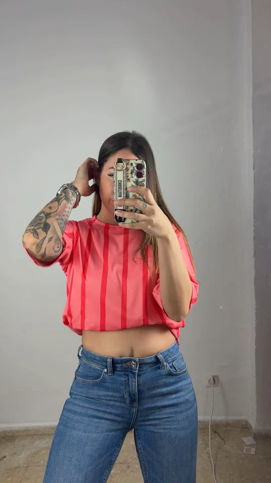 Cam. Rayas flúor roja