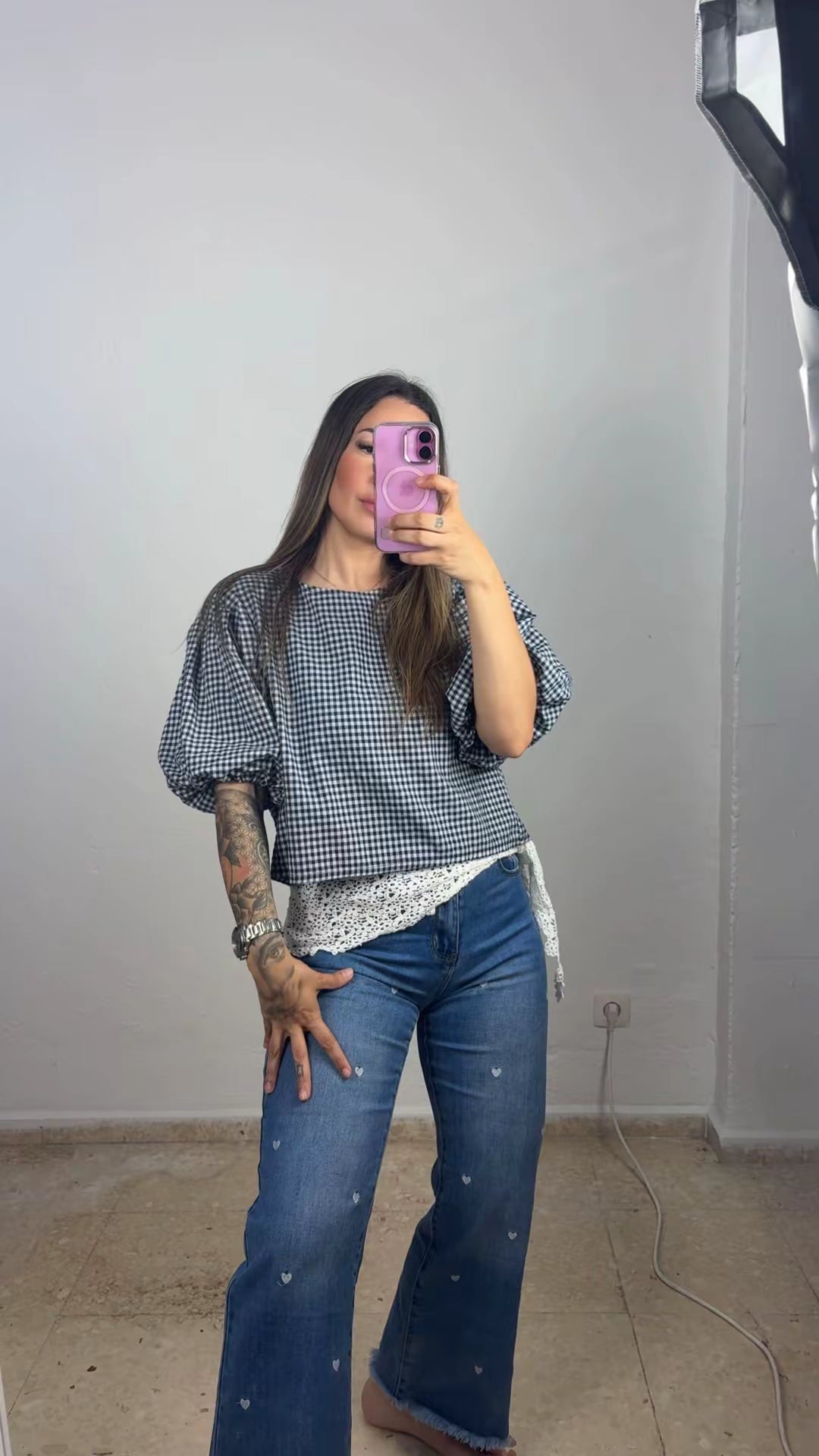 Blusa vichy negra