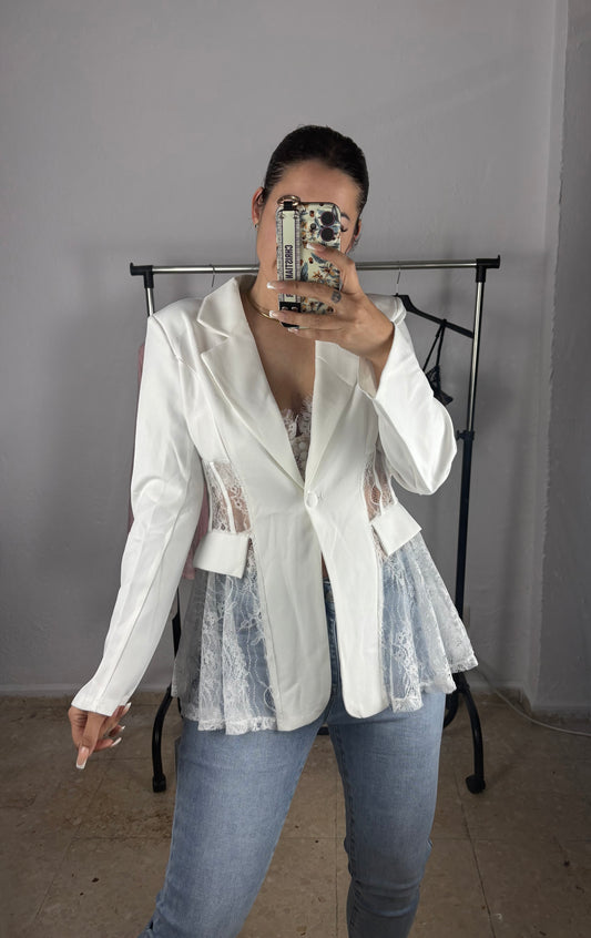 Blazer encaje blanca
