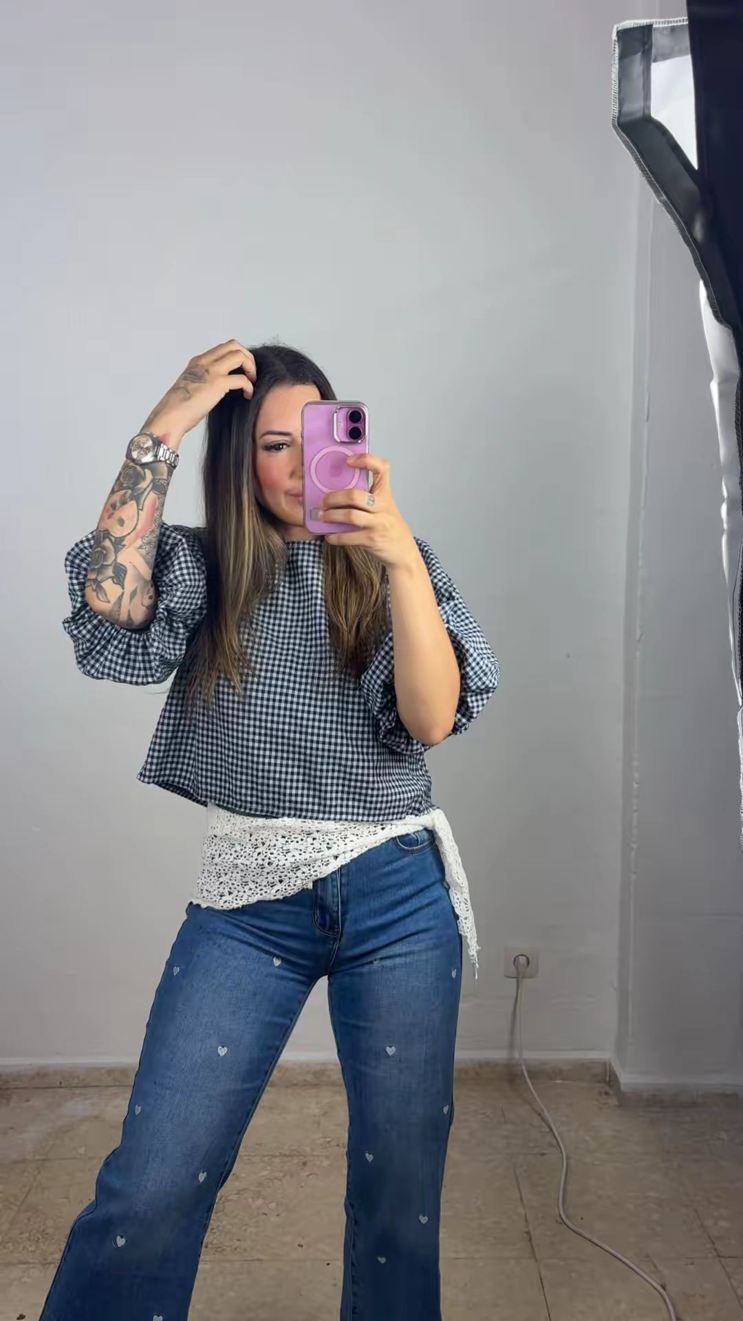 Blusa vichy negra