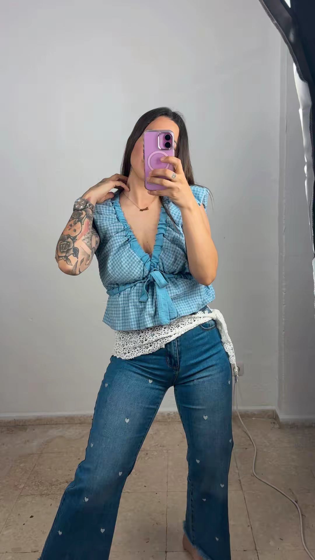 Blusa goma Vichy