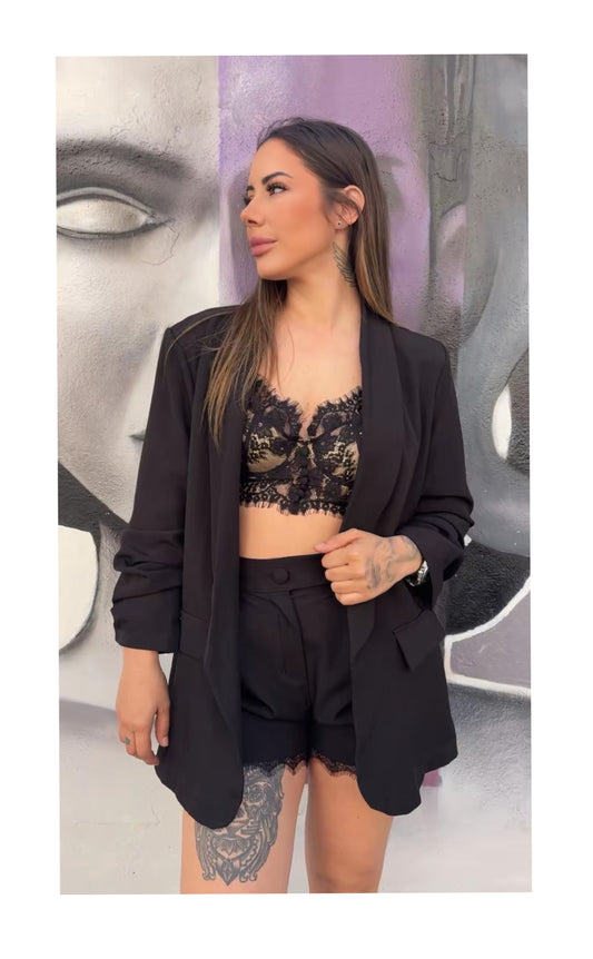 Short encaje negro