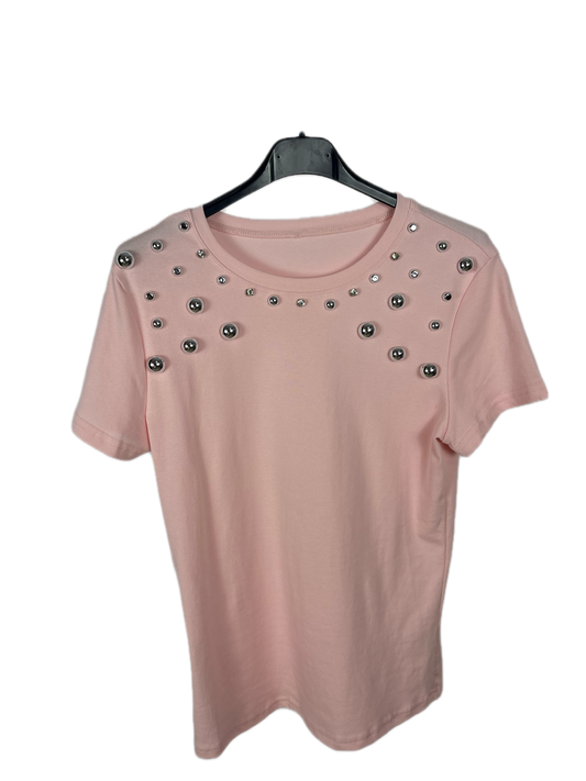 Camiseta tachuelas rosa
