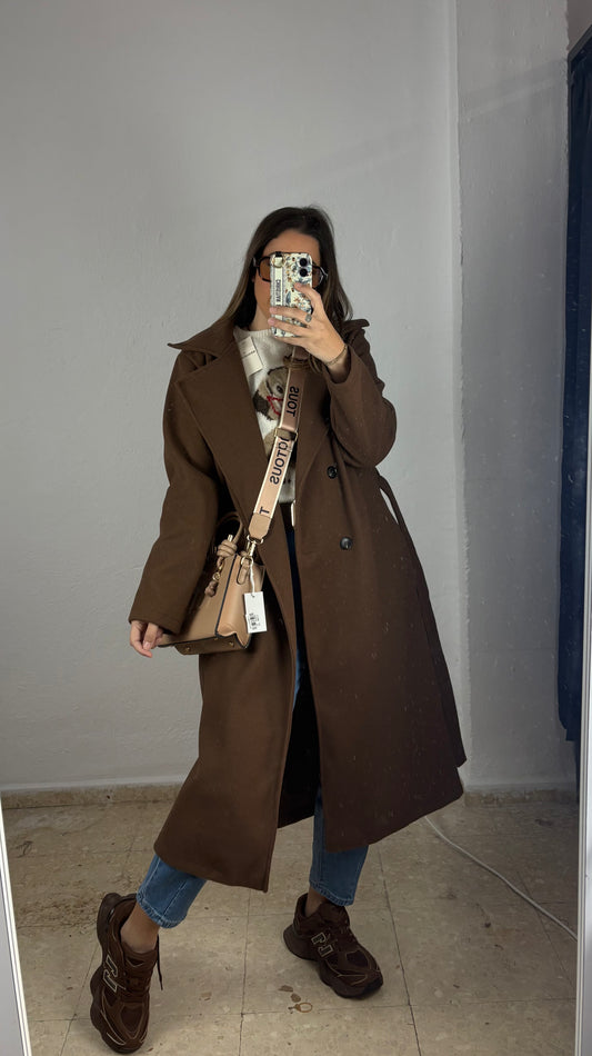 Abrigo paño chocolate