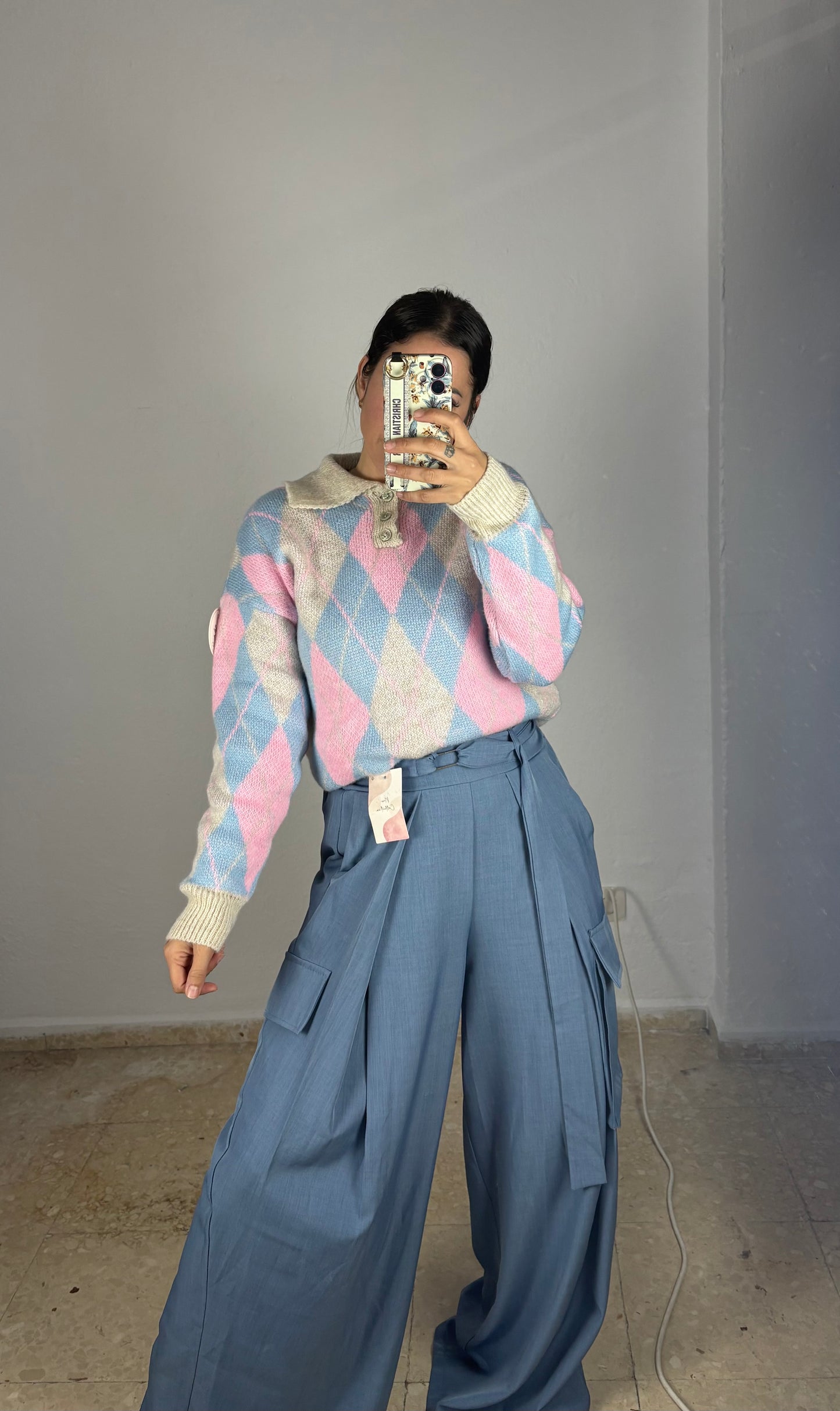 Pantalón palazzo cargo Zara denim