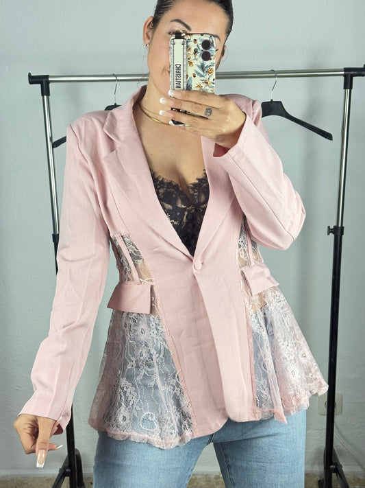 Blazer encaje rosa
