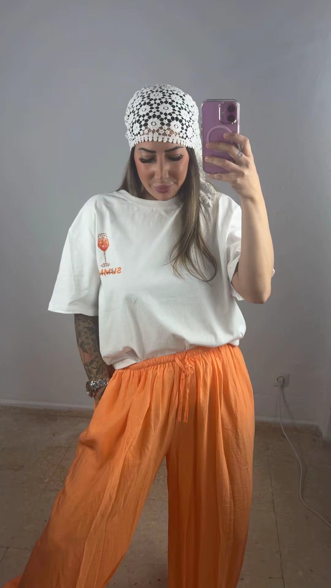 Pantalón fluido naranja