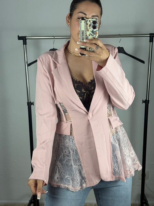 Blazer encaje rosa
