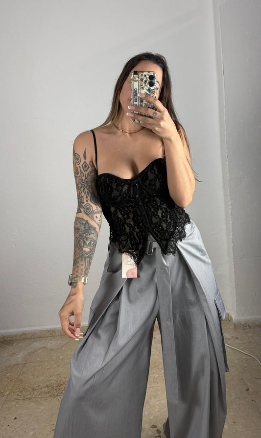 Pantalón palazzo Zara gris