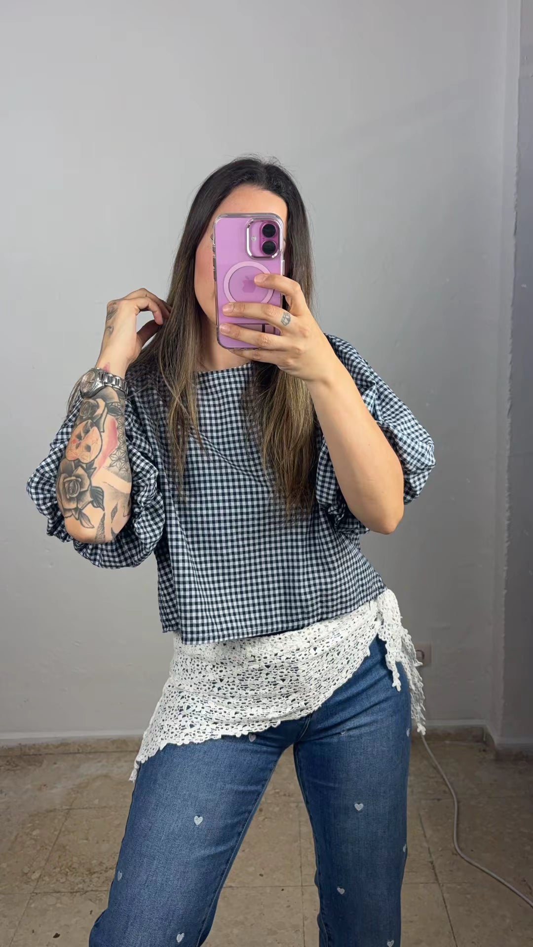 Blusa vichy negra