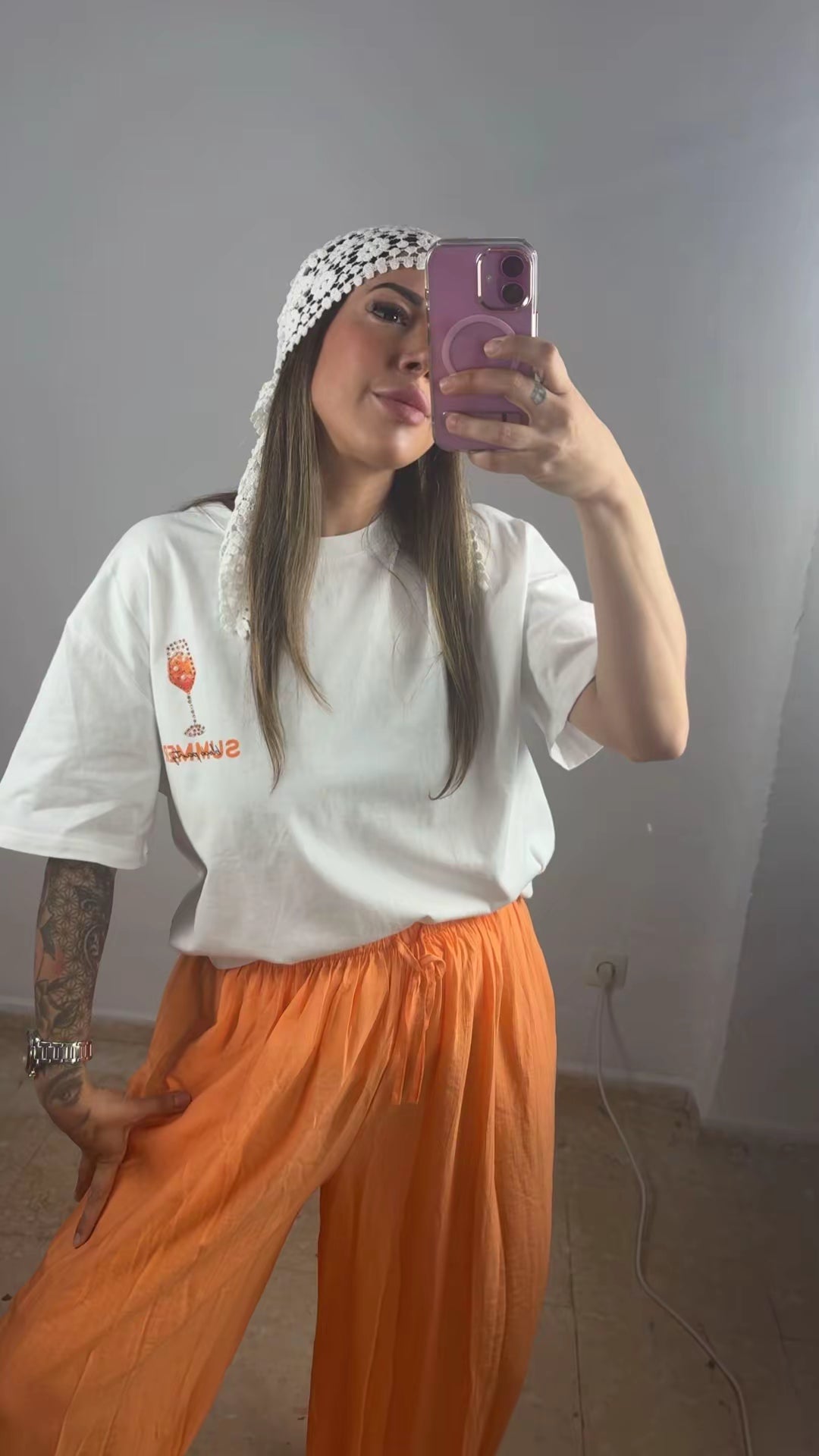Pantalón fluido naranja