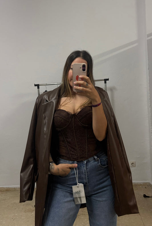 Blazer cuero chocolate